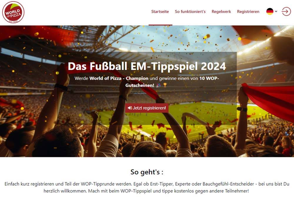 World of Pizza Fußball EM-Tippspiel 2024 – Individuelles Unternehmens-Tippspiel mit tippevent Branding