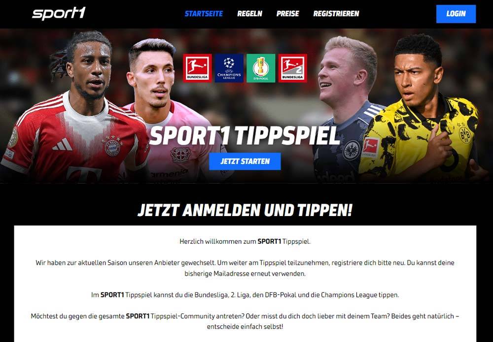 Sport1 Tippspiel Startseite – Bundesliga, Champions League, DFB-Pokal und 2. Liga tippen mit tippevent